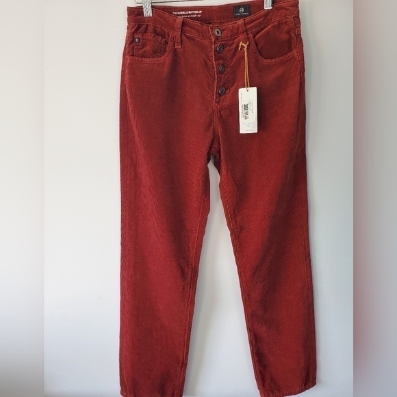 Ag Adriano Goldschmied Pants - Adriano Goldschmied AG red Isabelle button up high rise cords size 27
